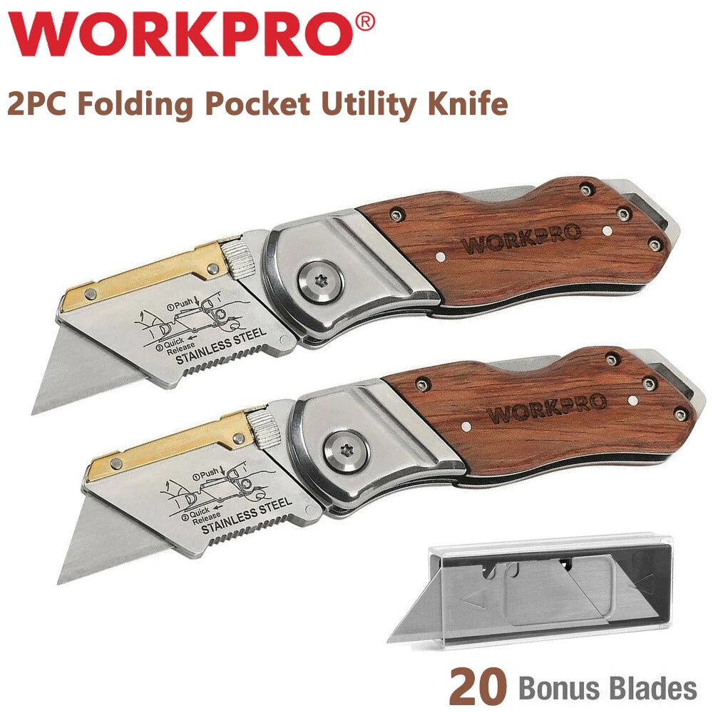Sets Of 2 Folding Utility Knife W/20 Blades Heavy Duty Cutter Quick