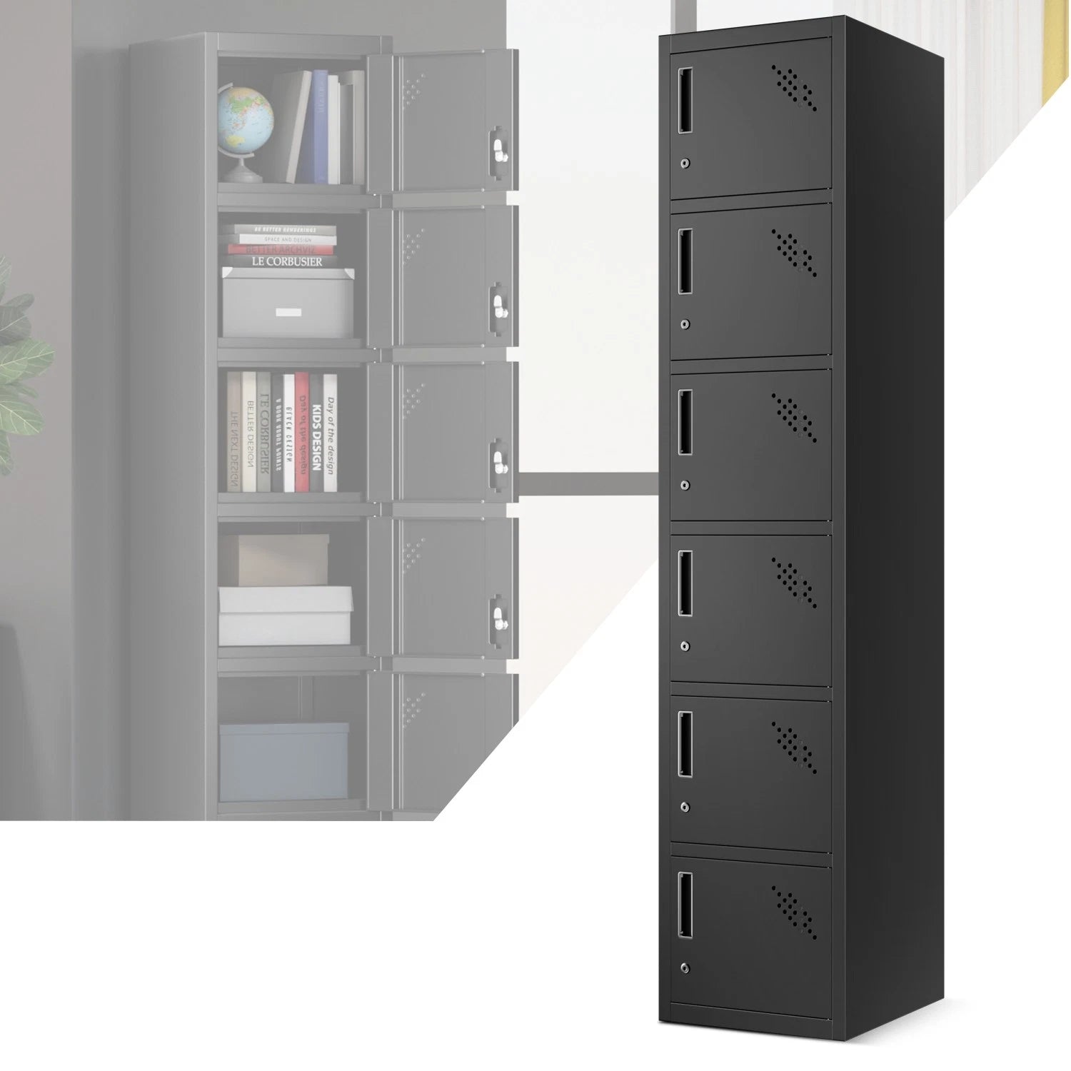71"h X 15"w X 17"d Lockable Metal Storage Cabinets 6 Separate Spaces