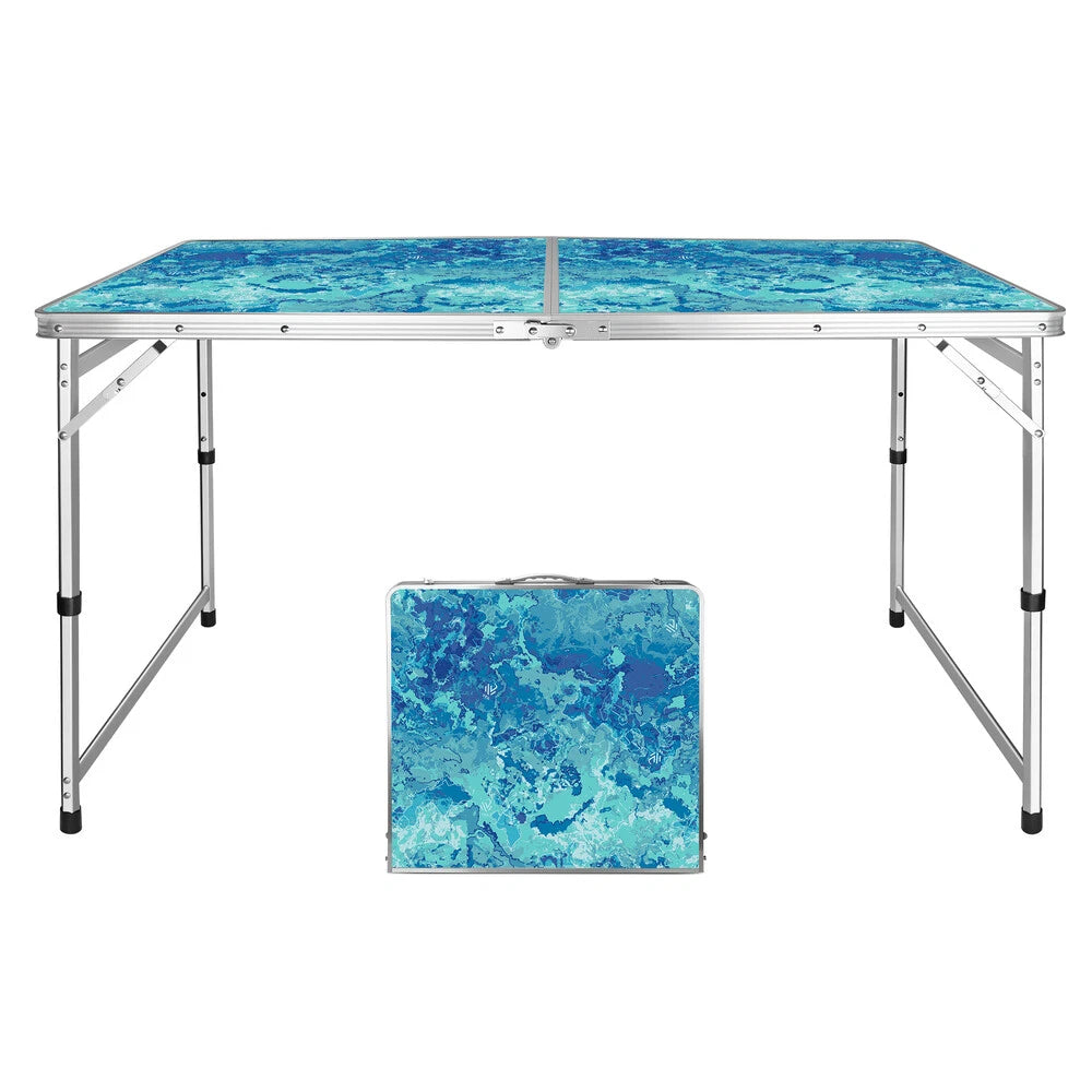 Villey Folding Portable Camping Table 4ft Large Adjustable Height