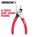Arrow 6-inch Slip Joint Pliers Strong Grip Jaw Thick Dip-grip Handle