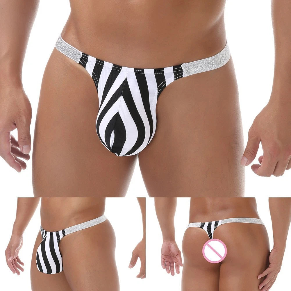 Breathable T-back G-string Comfort Fit T-back Fashionable Striped