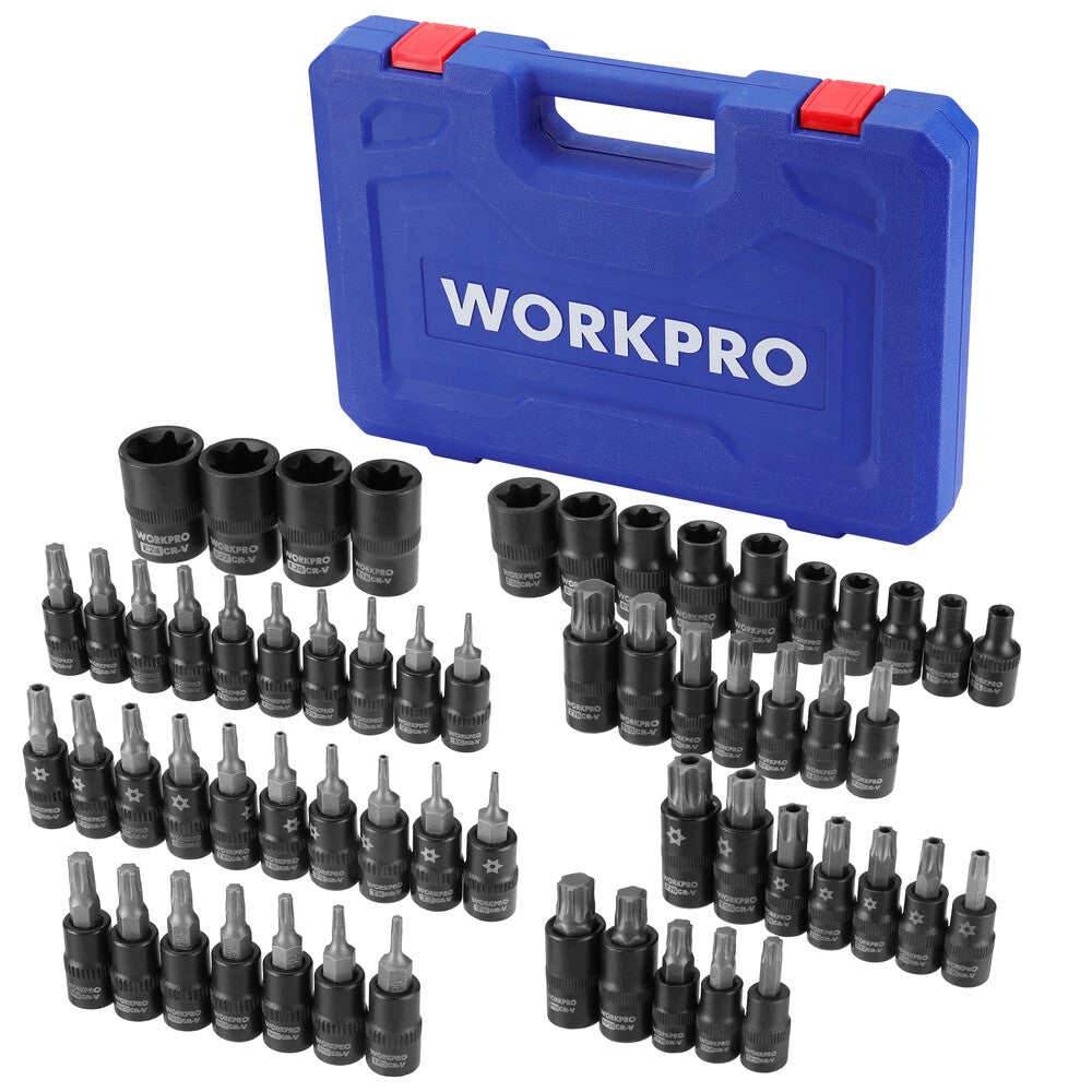 WORKPRO 60PC Star Socket BitT6-T70 TT6-TT70 TP8-TP60 Female E-Torx