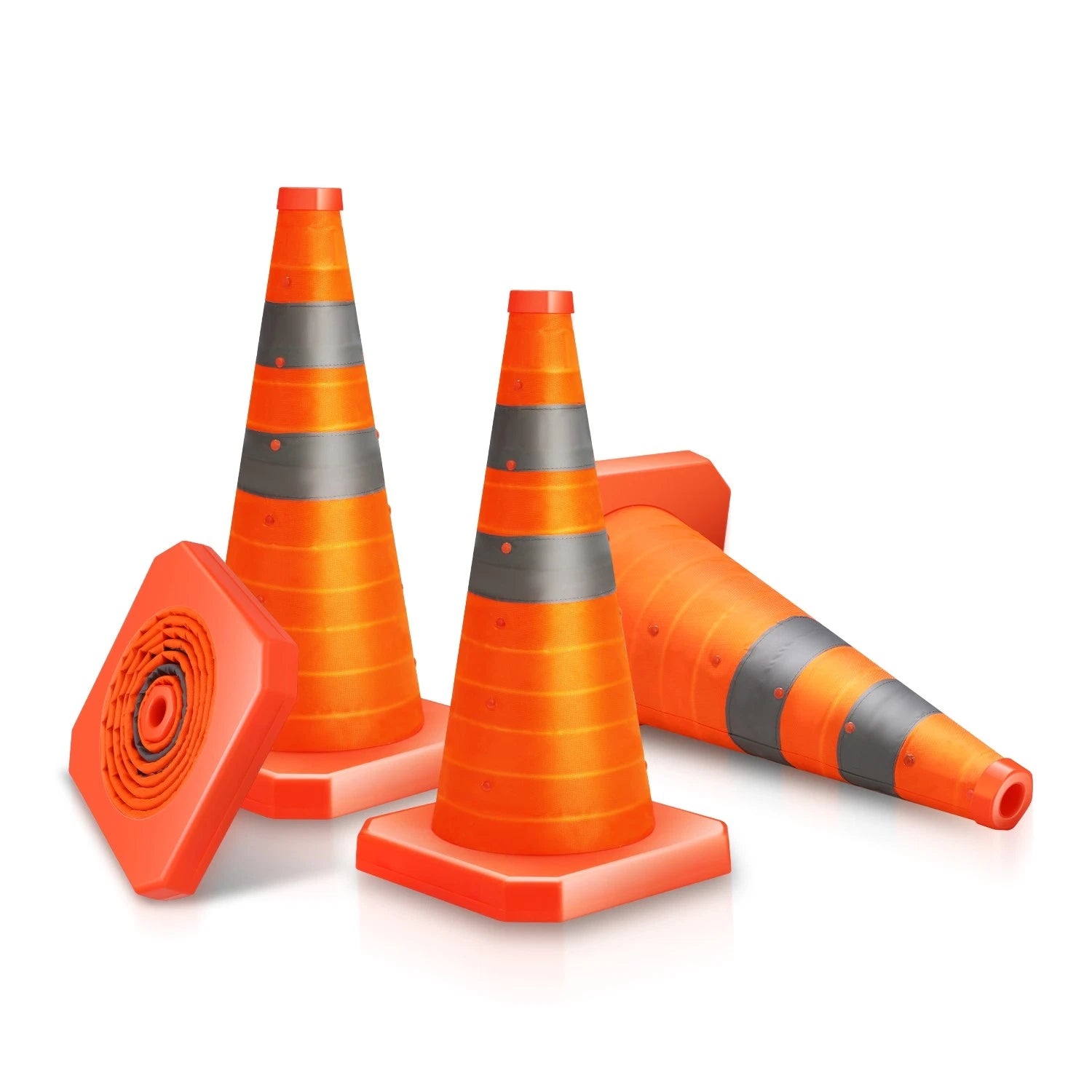 Orange Oxford Fabric Collapsible Traffic Safety Cones 18" X 9.45" X