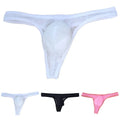 Mens Sheer Lace Jacquard Thong Panties Underwear With Bulge Pouch