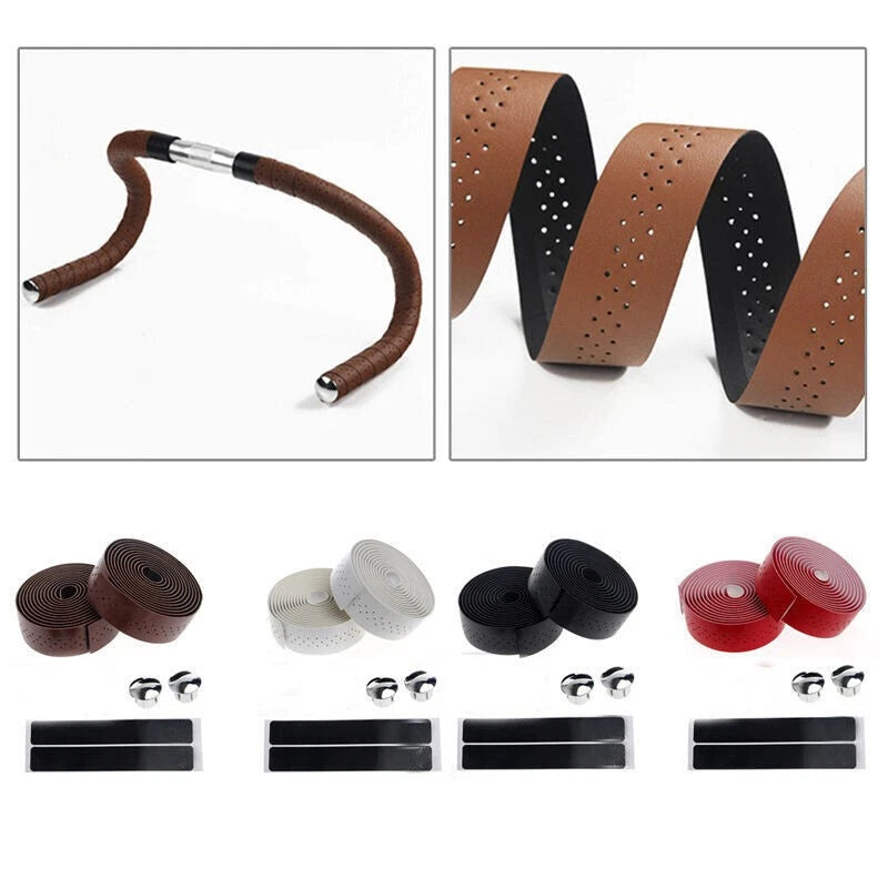 Breathable Leather Road Bike Handlebar Grip Bar Bicycle Belt Wrap