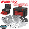 WORKPRO 450 Pieces Mechanics Tool Set SAE/METRIC SOCKETS With 3 Drawer