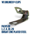 Unlined P Clips - Bright Zinc Plated