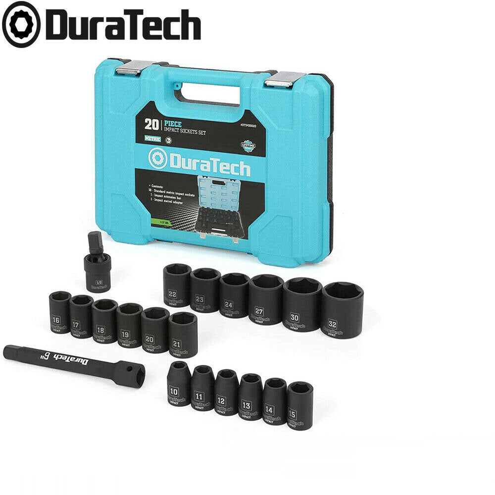 DuraTech 20Pcs 1/2" Drive Impact Socket Set by DuraTech