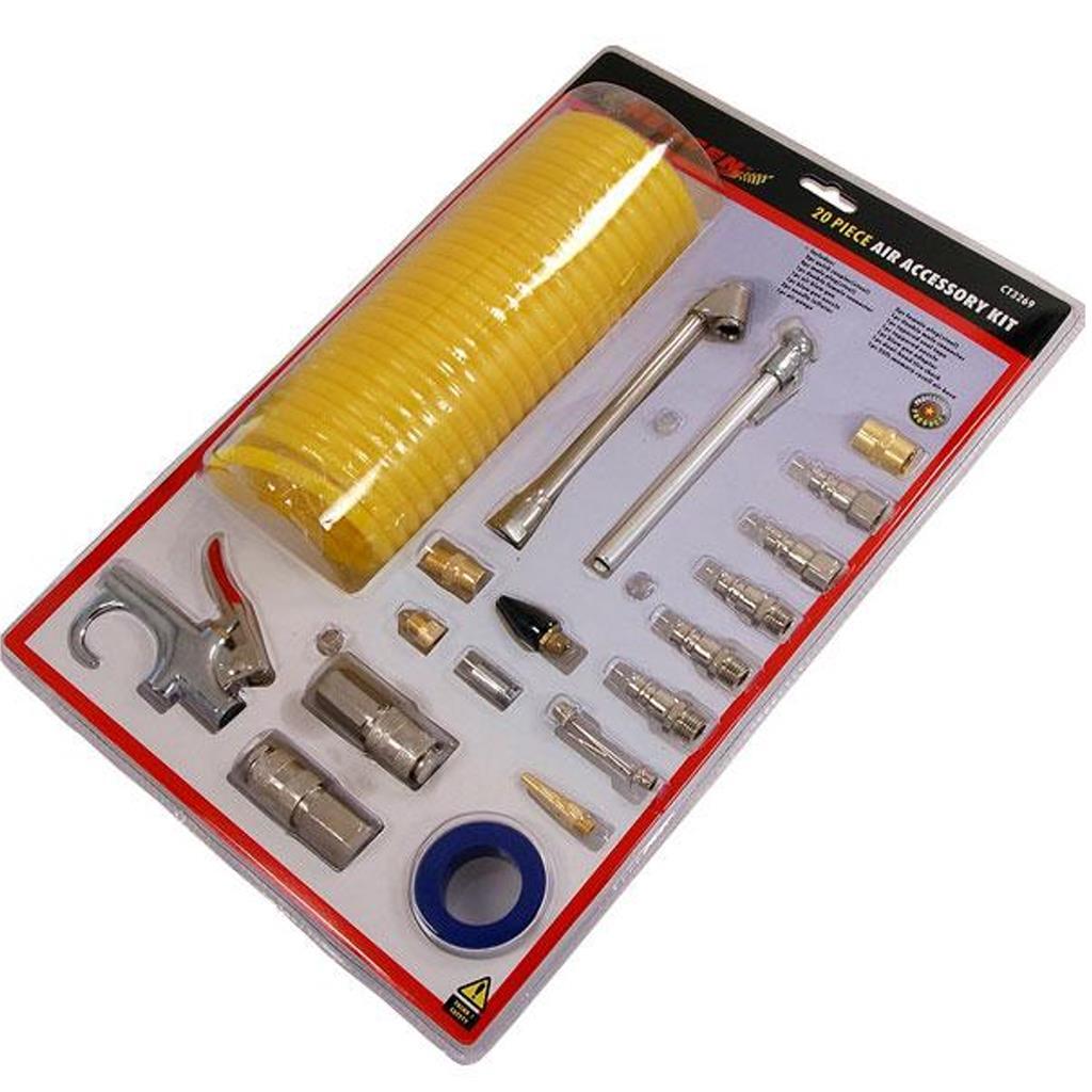 Neilsen 20pc Air Blow Gun Line Nozzle Accessory Fitting Kit by Neilsen
