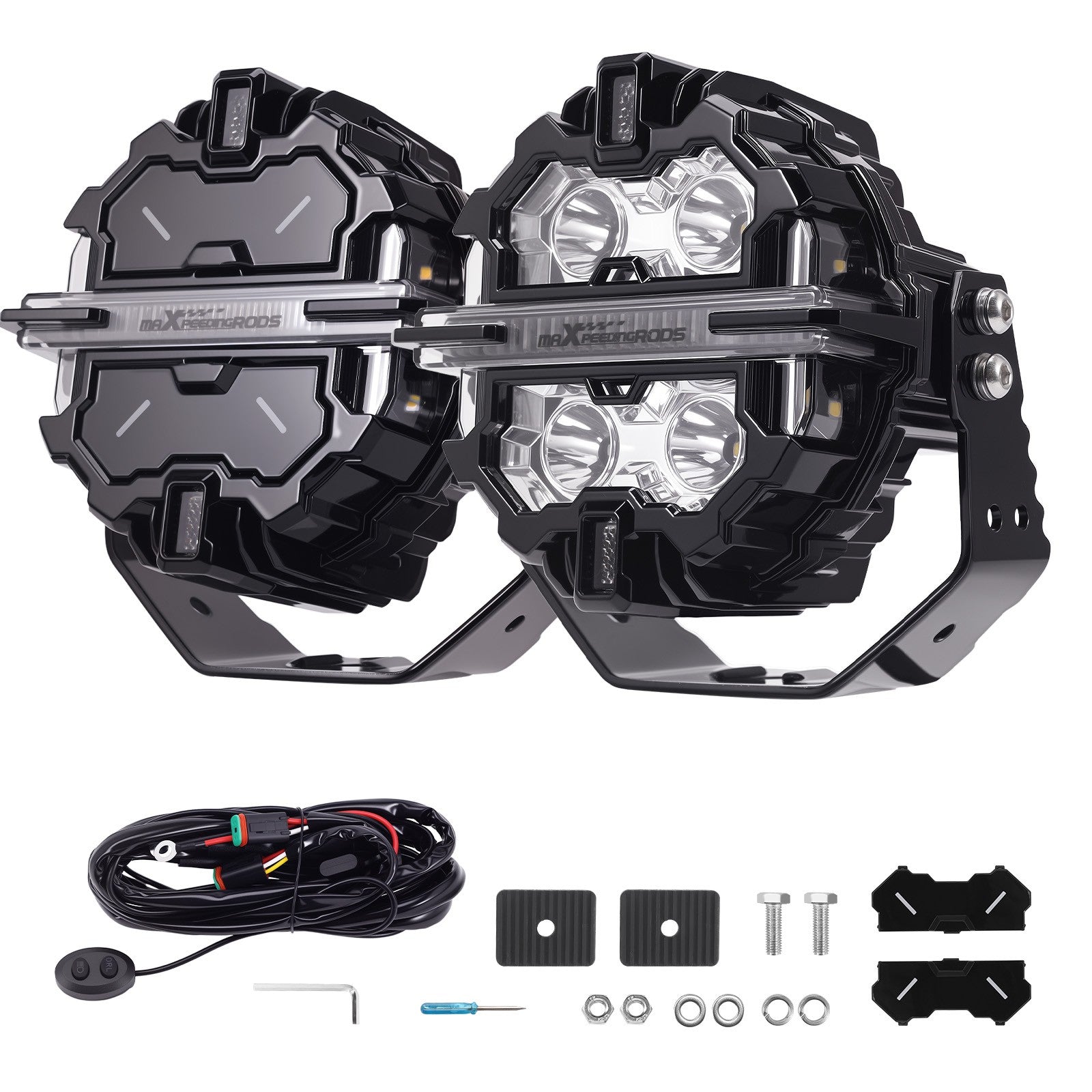 LED Pod Lights 5" 178W Spot Beam Side Shooter Driving Light White