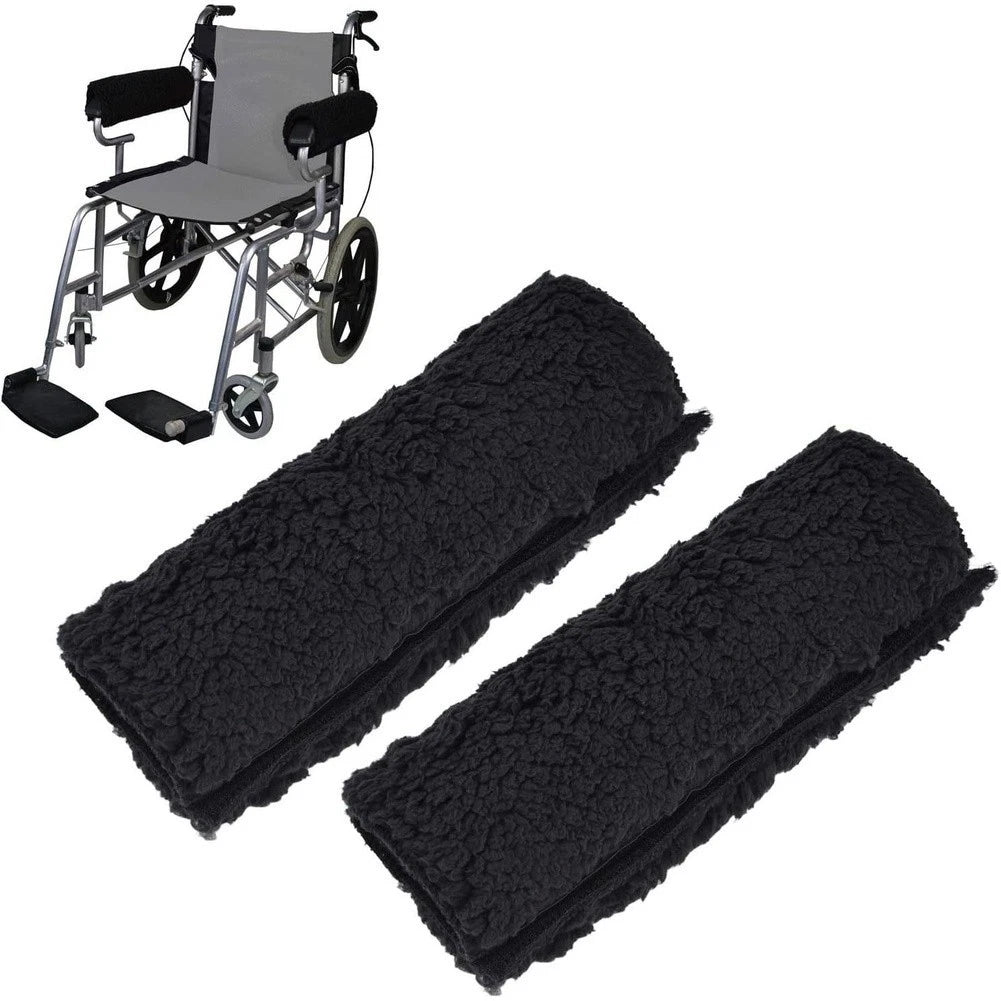 Velvet Armrest Pads For Wheelchair Soft Comfortable Covers Black