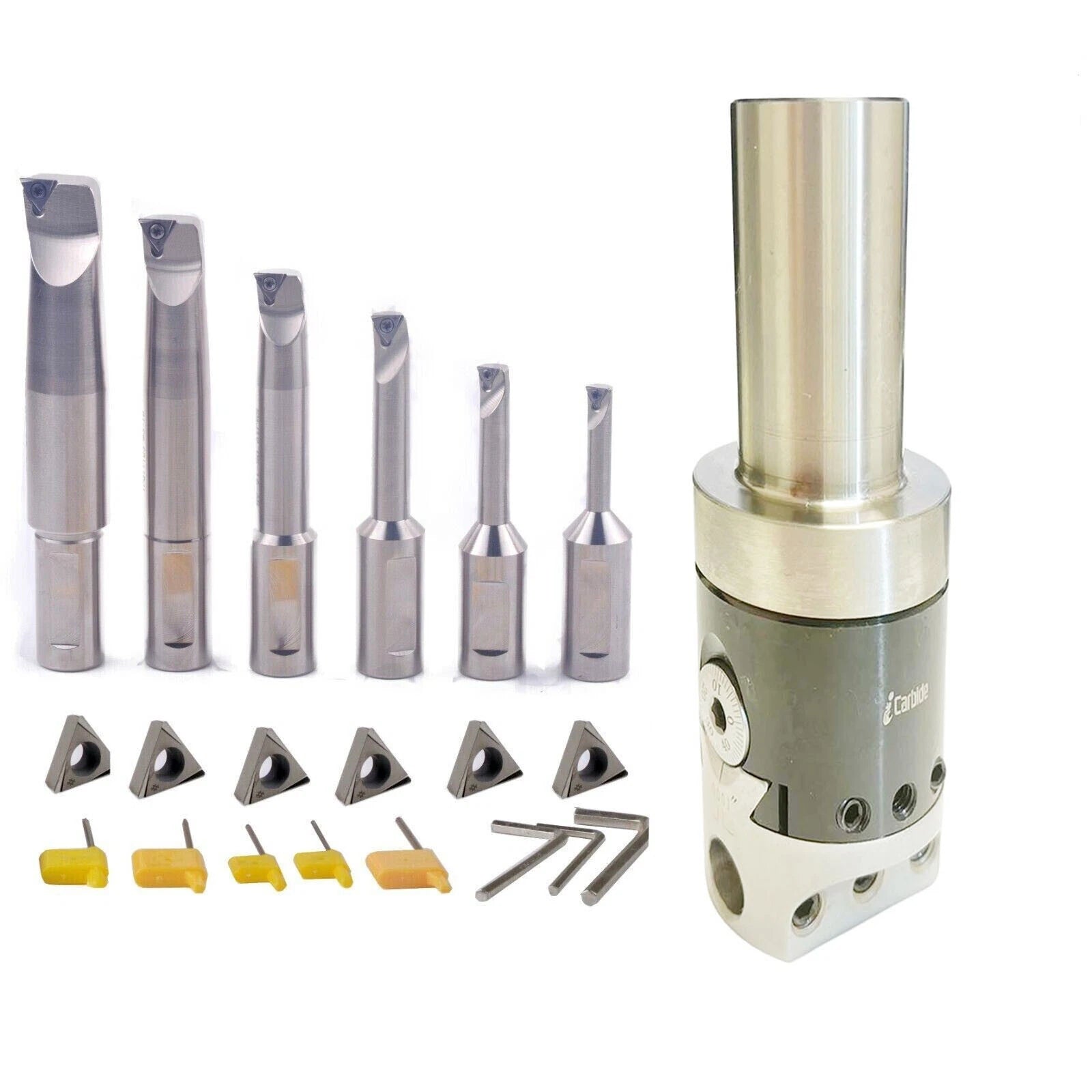 32mm Shank 2" Boring Head Set 1/2 Indexable Boring Bar & 6 Carbide