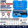 29pc 1/4" Dr. Pass Through Socket Set Multi-Tooth Gear Lock Ratchet