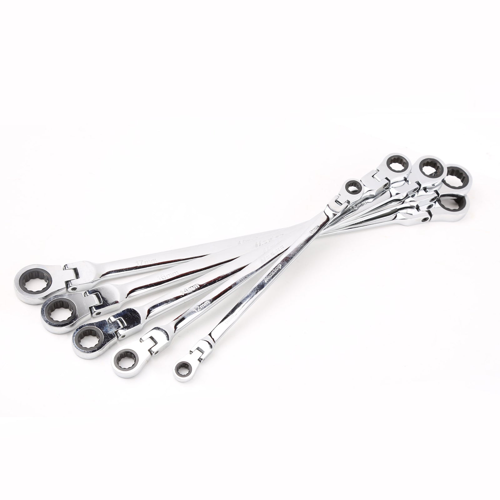 5pc Double Box End Ratcheting Wrench Metric Spline XL Flexible Head
