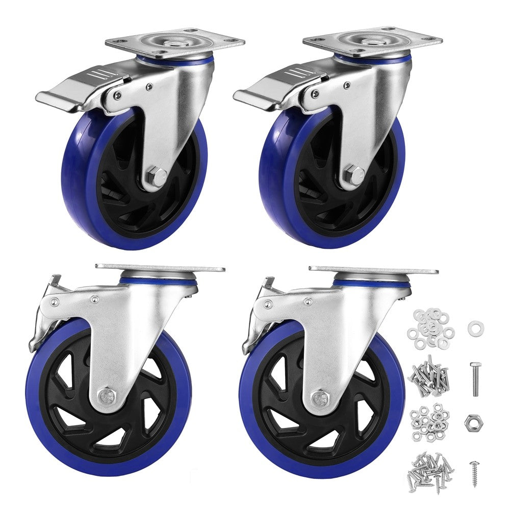 WORKPRO 4 Pcs 5" Heavy Duty Caster Wheels Locking Industrial for Workbench Cart