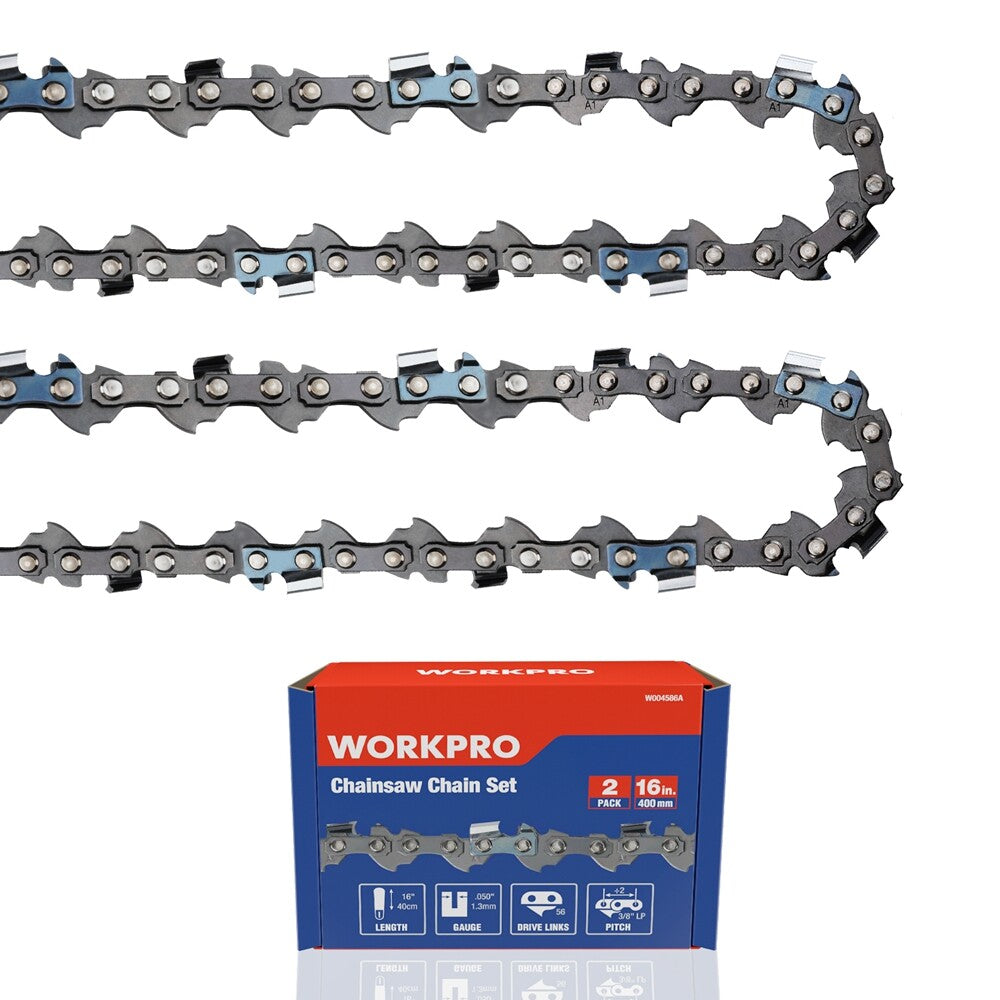 2PCS 16" Bar 3/8" Pitch Chainsaw Chain for 56 Drive Links Wood Cutting