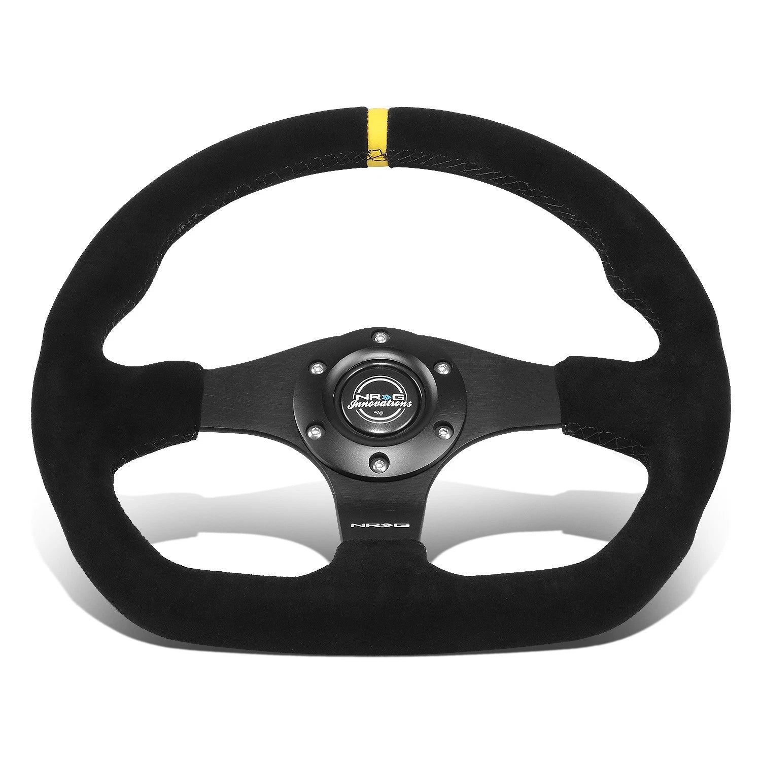 Nrg Rst-024mb-s-y 320mm Flat Bottom Suede Steering | Built Supply Co