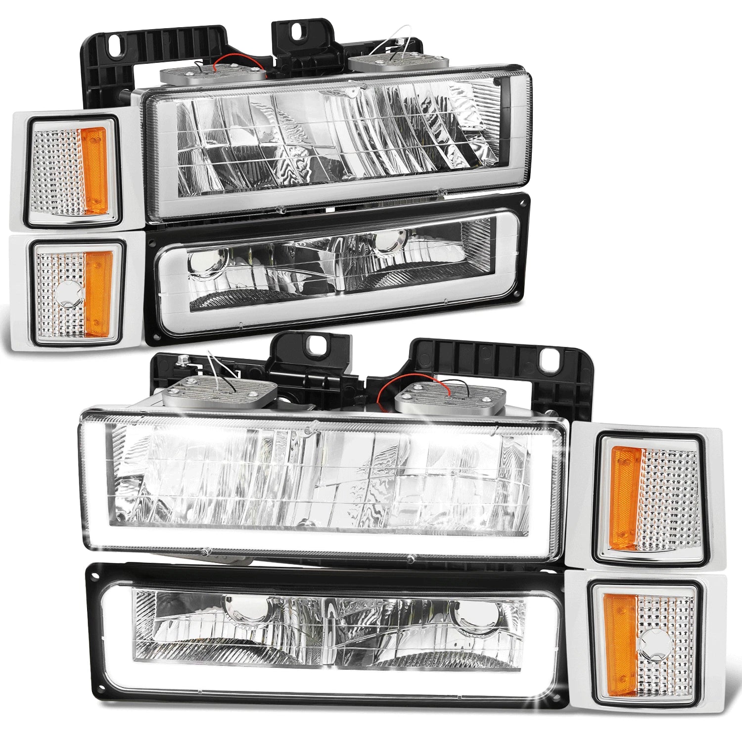 Fit 94-00 Chevy C/k U-LED Drl Headlight+bump<wbr/>er | Built Supply Co
