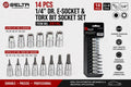 Selta Taiwan 1/4" Dr. Female E4-e10 E-socket & T8-t30 Torx Star Bits