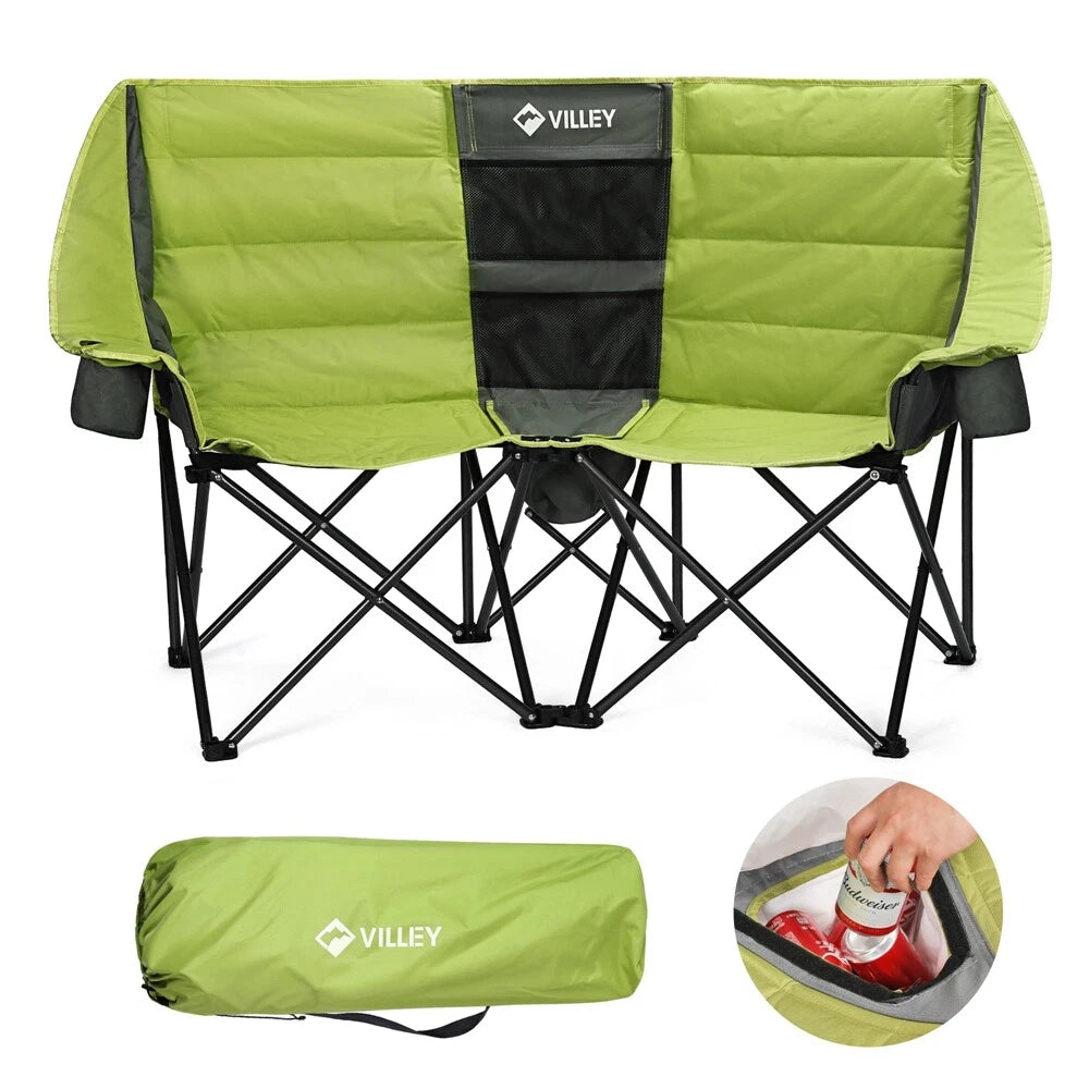 Padded Folding Camping Chair Bag Extra Wide Heavy Duty Camping Couch with/Cooler