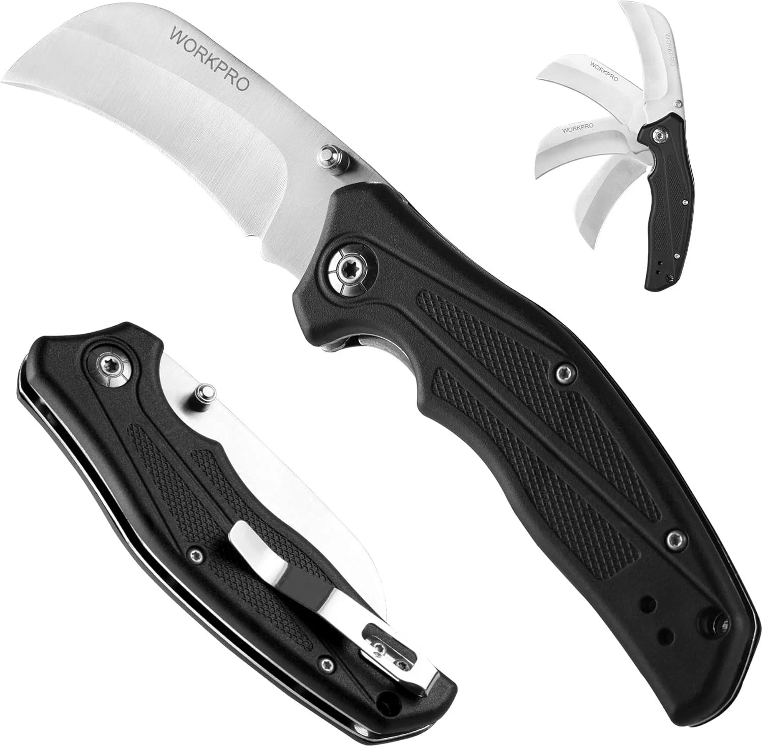 Workpro Pocket Knife Hawkbill Folding Utility Knife W/landary Hole