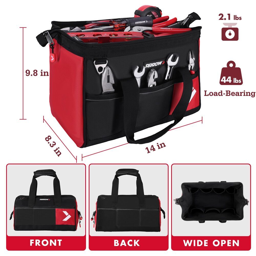 ARROW 14" Heavy Duty Tool Bag with 11 Pockets by ARROW