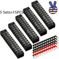 5 Sets 12 Positions Dual Row 600V 15a Screw Terminal Strip Blocks W/