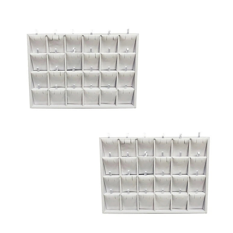 24 Pairs White Faux Leather Earring Display Tray 10 X 7-1/2 Inch