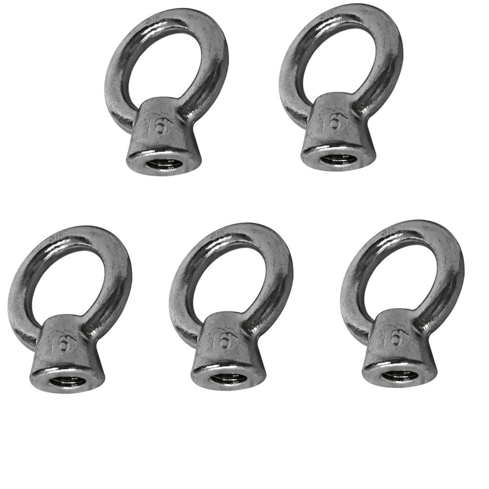 Eye Nut 5/16 Inch Tap Thread Stainless Steel 316 Capacity 800 Pounds