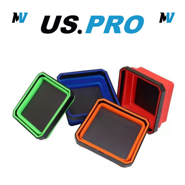 SET OF 4 COLLAPSIBLE MAGNETIC METAL PARTS TRAYS STORAGE GARAGE DISH SC