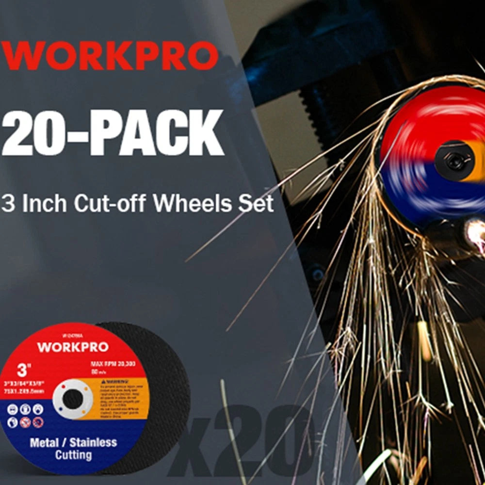Workpro 20-pack Cut-off Wheels 3 X 3/8" Metal&stainles<wbr/>s Steel