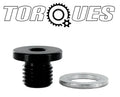 M10x1.25 Round Head Port Plug with Washer In Black