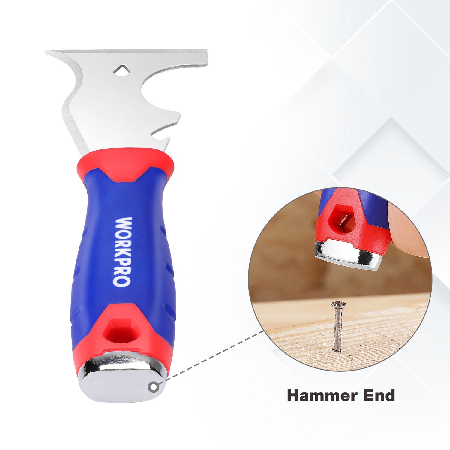 WORKPRO Paint Scraper 8 in 1 Paint Remover Metal Putty Knife w/Hammer End Opener