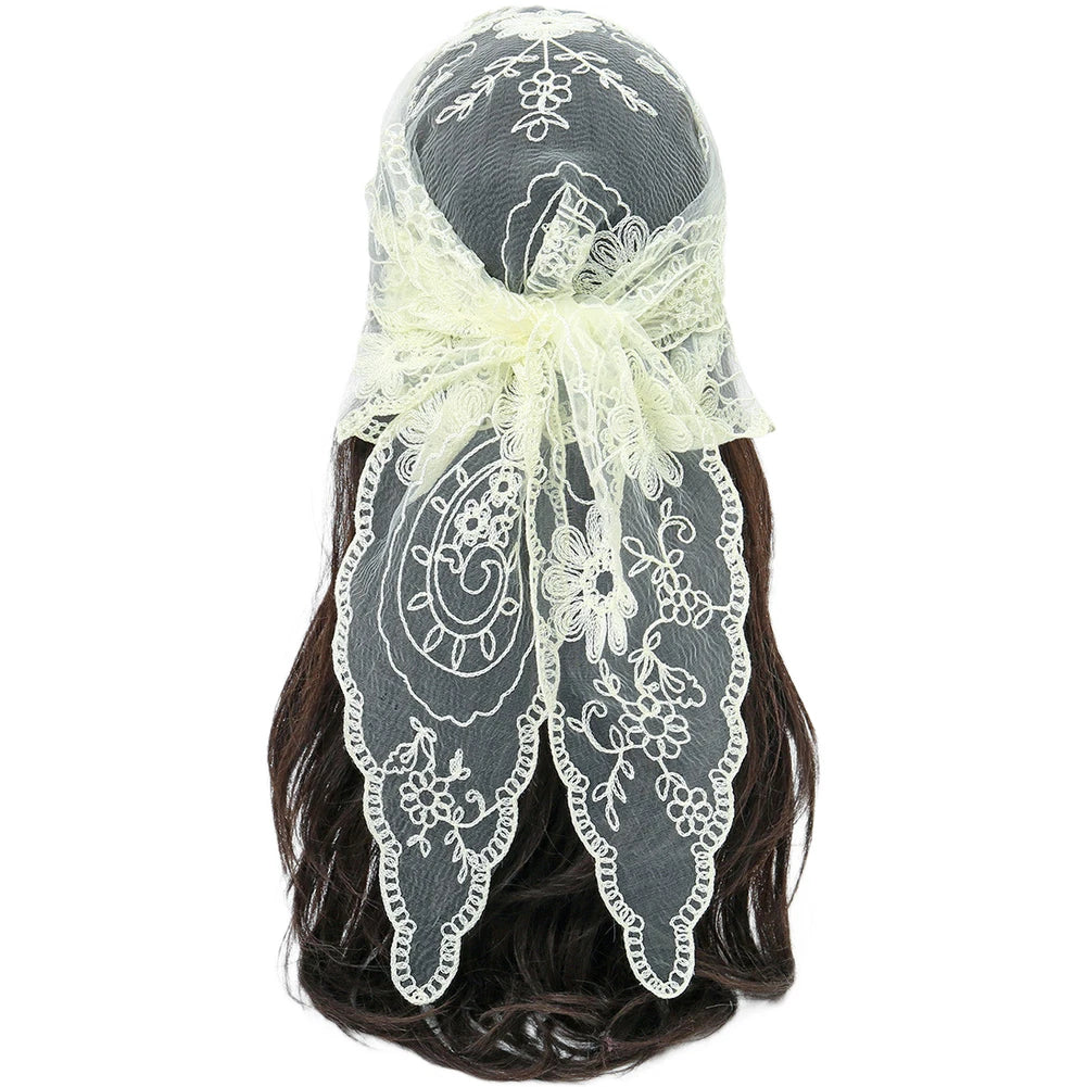 Lace Scarf Floral Headband Lace Embroidery Floral Pattern
