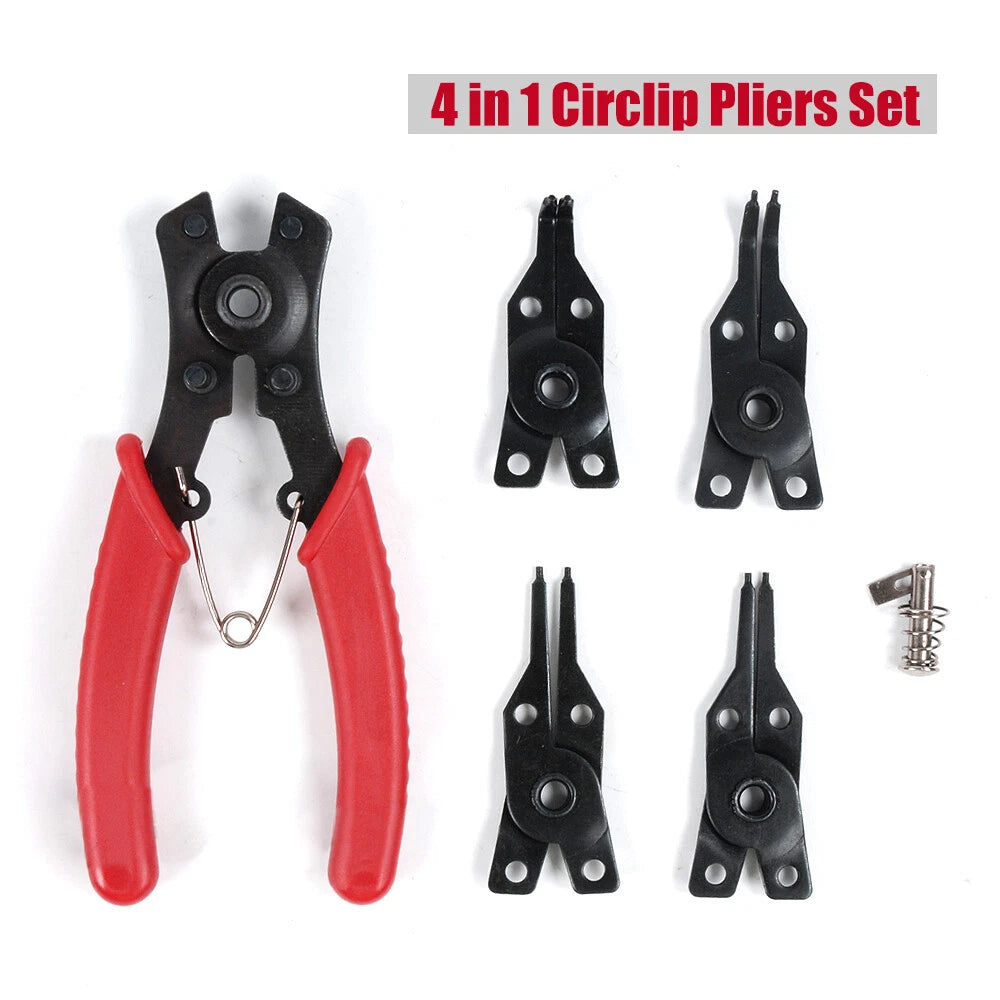 4-in-1 Circlip Pliers Retaining Clip Snap Ring Dia 1.5mm Tips: