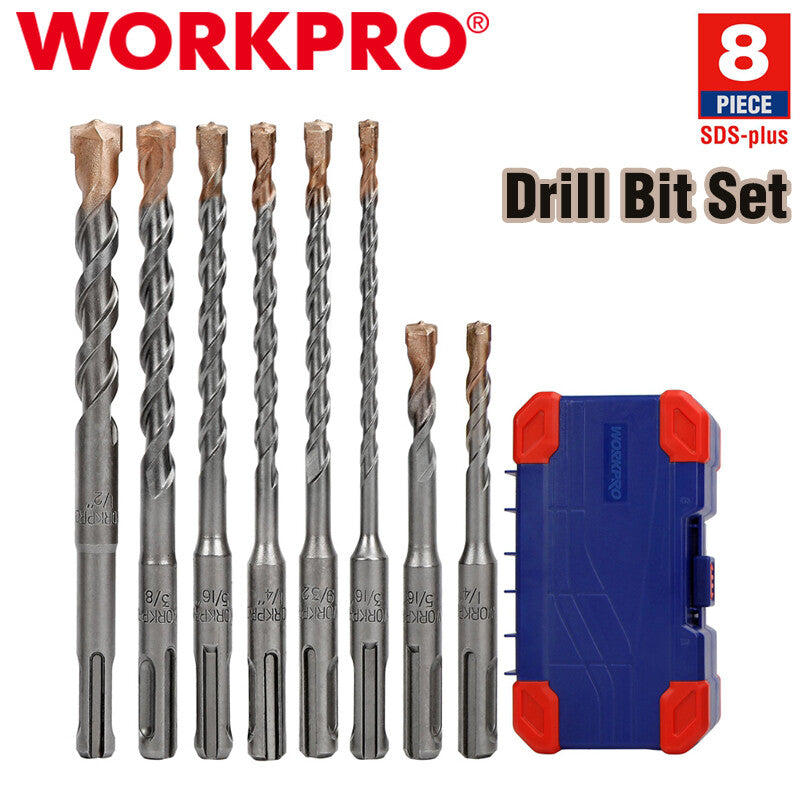 Workpro 8PCS Sds-Plus Drill Bit Set Carbide Tip Sds Rotary Hammer