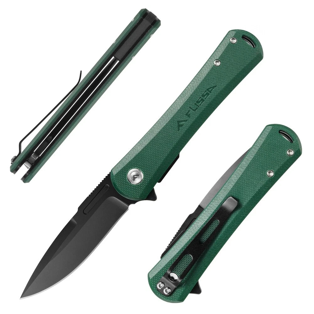 Flissa Folding Pocket Knife 4.5" G10 Handle Edc Knife D2 Steel Blades