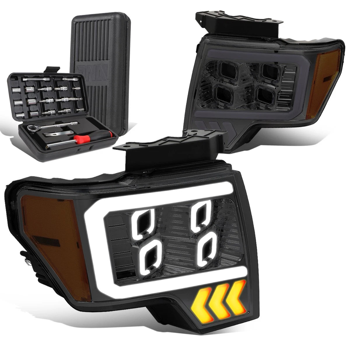 For 2009-2014 Ford F-150 Led Drl Halo Smoked Amber | Built Supply Co