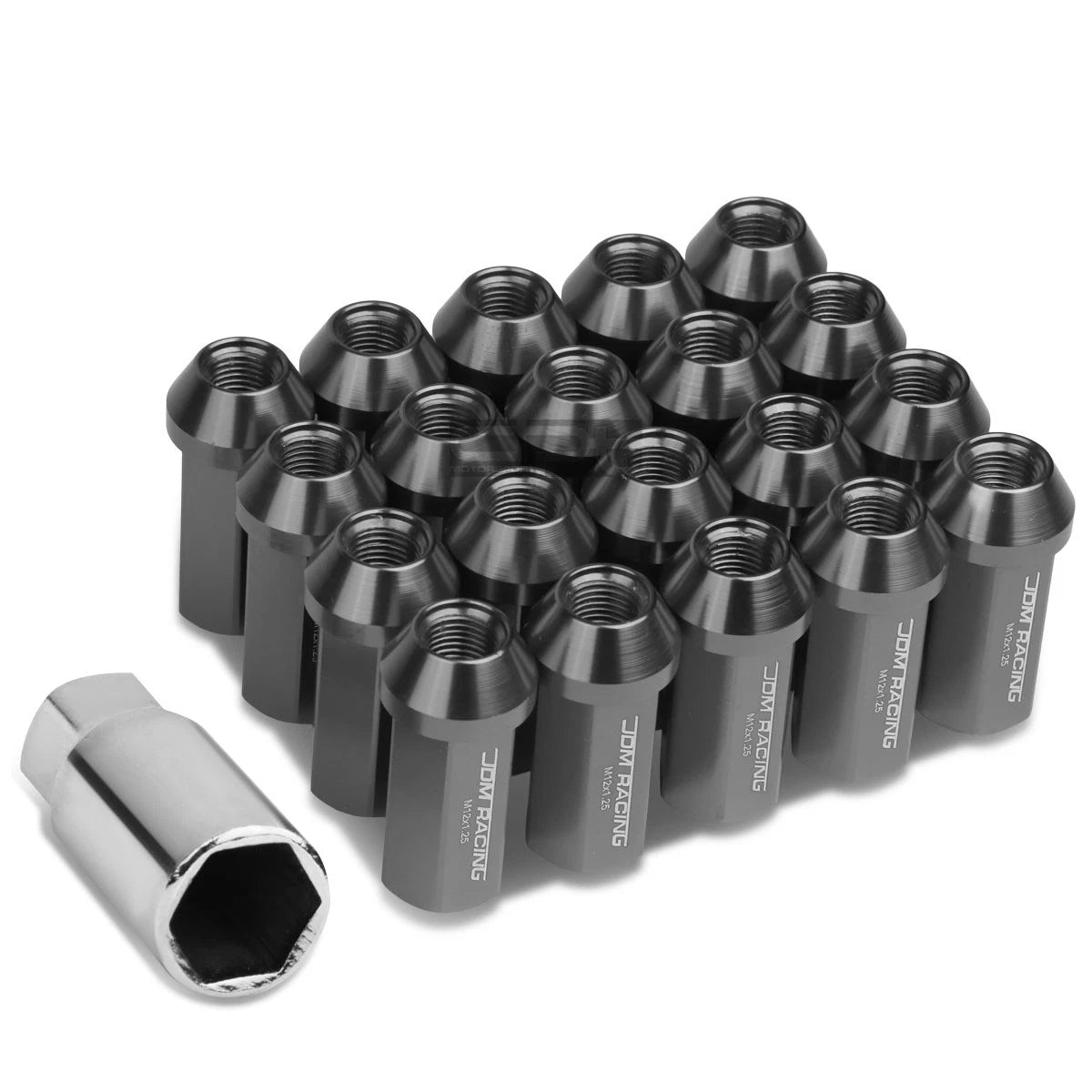 Close End M12x1.25 50mm Tall 25mm Od Silver Aluminum Jdm Lug