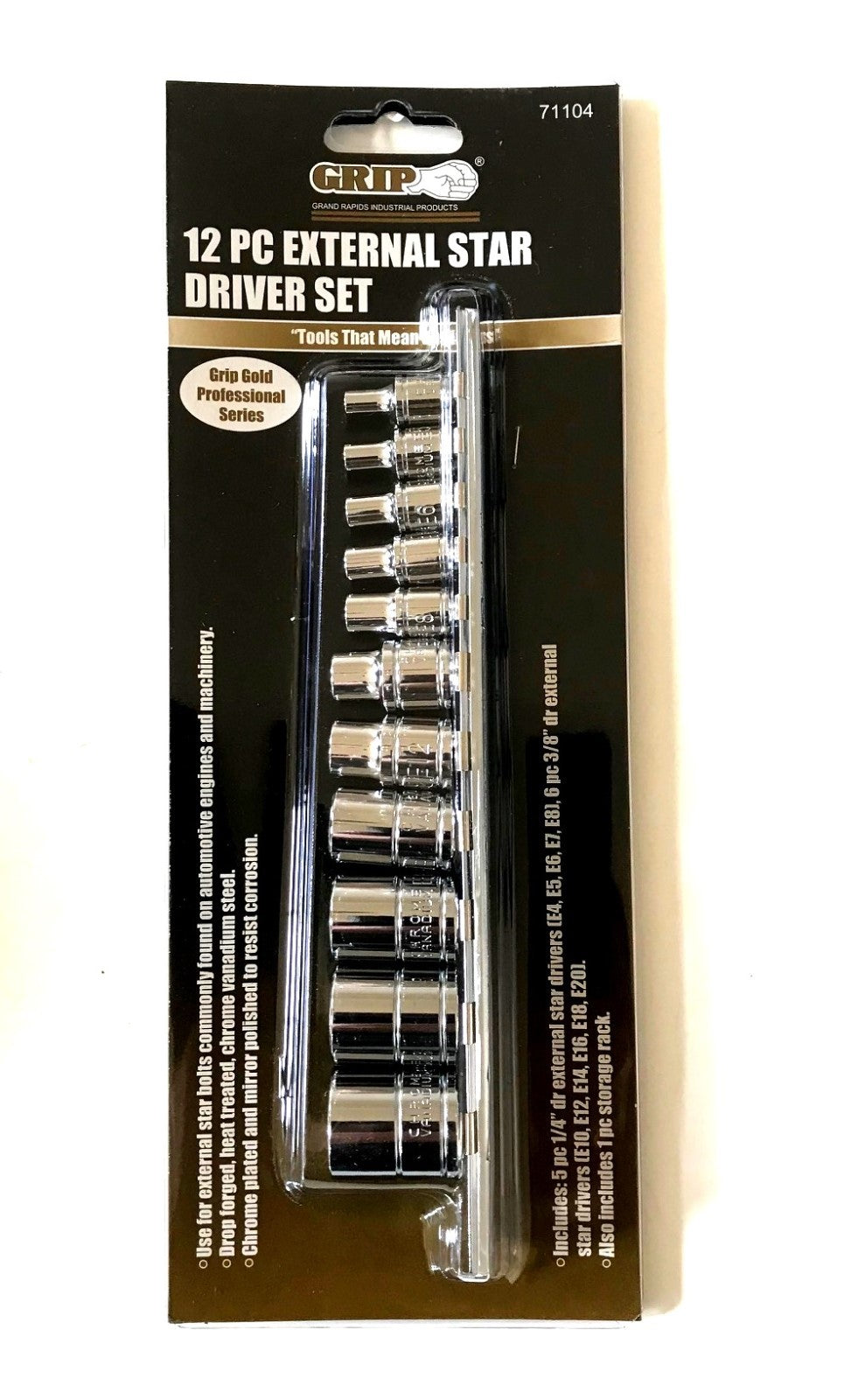 12pc Grip Tools Female External Star E-Torx Set