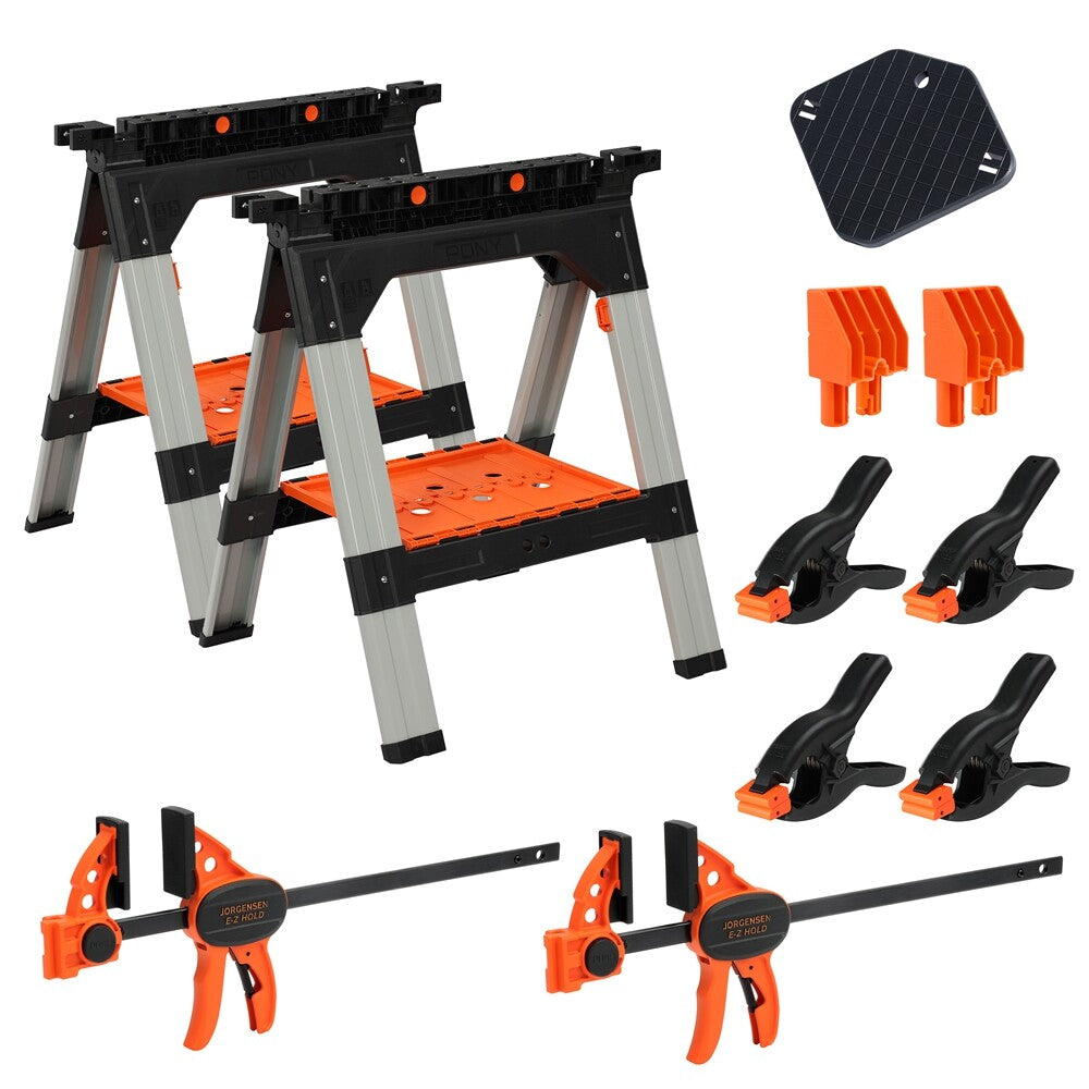 2PC Heavy Duty Folding Clamping Sawhorses 30-3/4" 1200LBS Load