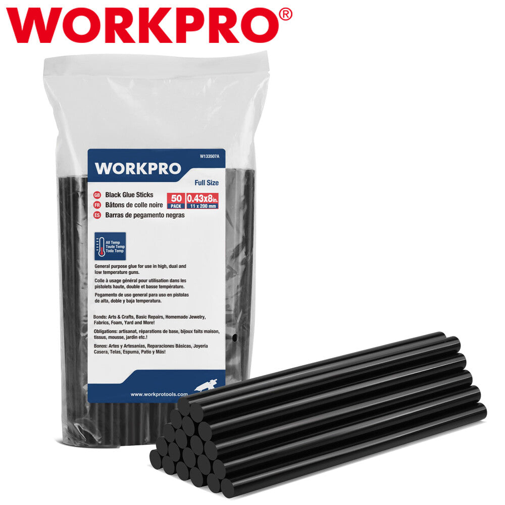 WORKPRO Hot Glue Sticks 50Pack Black Hot Melt Adhesive Glue Sticks