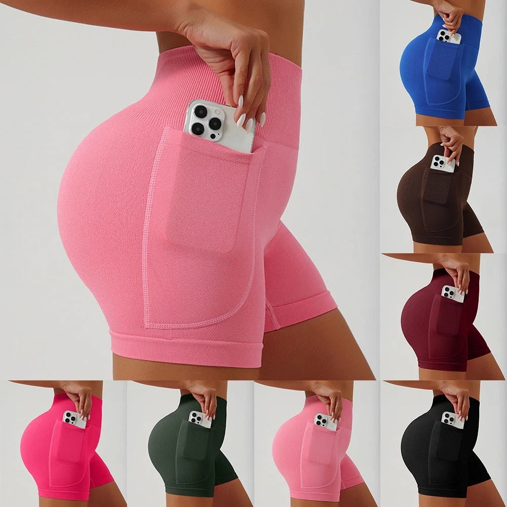 Women Running Gym Shorts High Waist With Breathable Fabric For Yoga