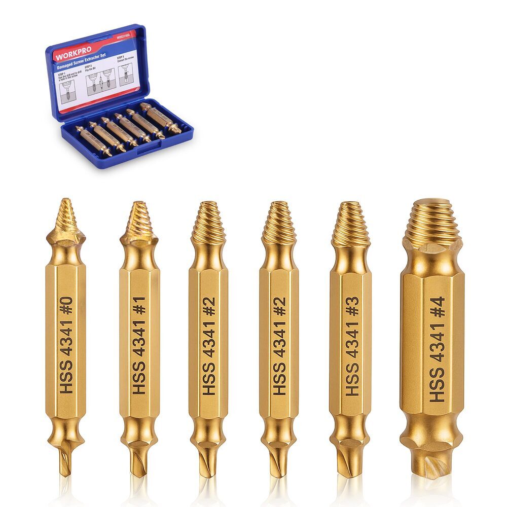 WORKPRO 6PCS Stripped Screw Extractor Set by WORKPRO