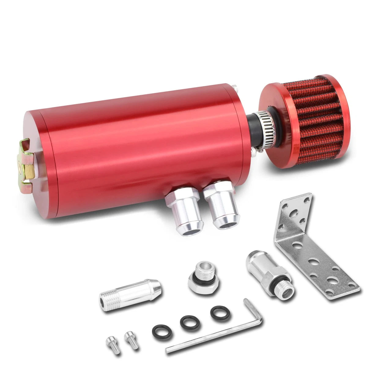 Red 5.5"x2.4" Aluminum Engine Oil Catch Tank 140ml+filter Fit