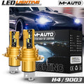 2PC H4 6500K White LED Headlight Bulb Kit
