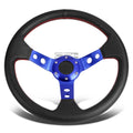 Blue 350mm 34.5cm Pvc Leather 6-bolt 3" Deep Dish Drift Racing