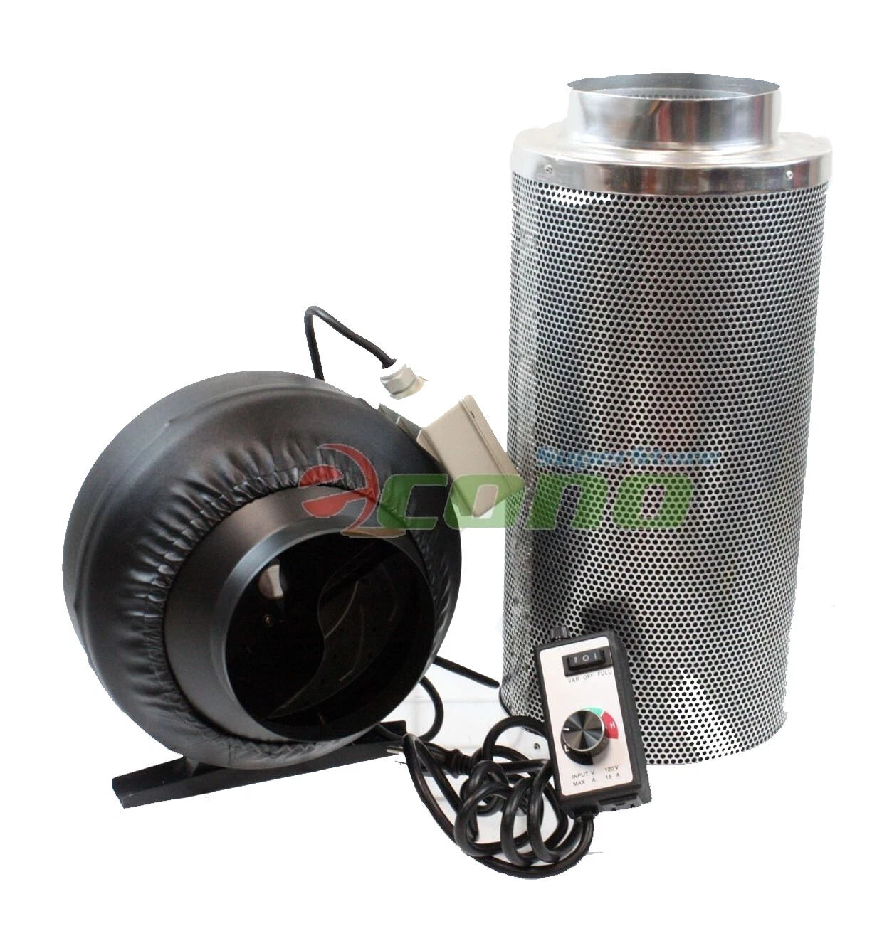 6" Inline Fan Air Blower Speed Controller Hydroponic Odor Scrubber