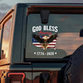 Vinyl Patriotic Decal God Bless America 1776 2026 Bald For Eagle