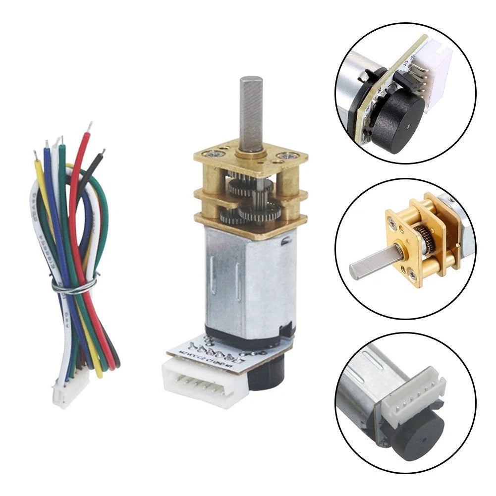 Metal Gear Dc Motor With Encoder For Ga12 For N20 6V Robotics And More